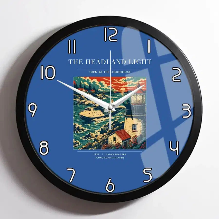 VINTAGE G4078 - The Headland Light - Designed Wall Clocks design on blue framed