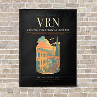 Thumbnail for Verona Villafranca Airport VRN vertical canvas print - framed - black background