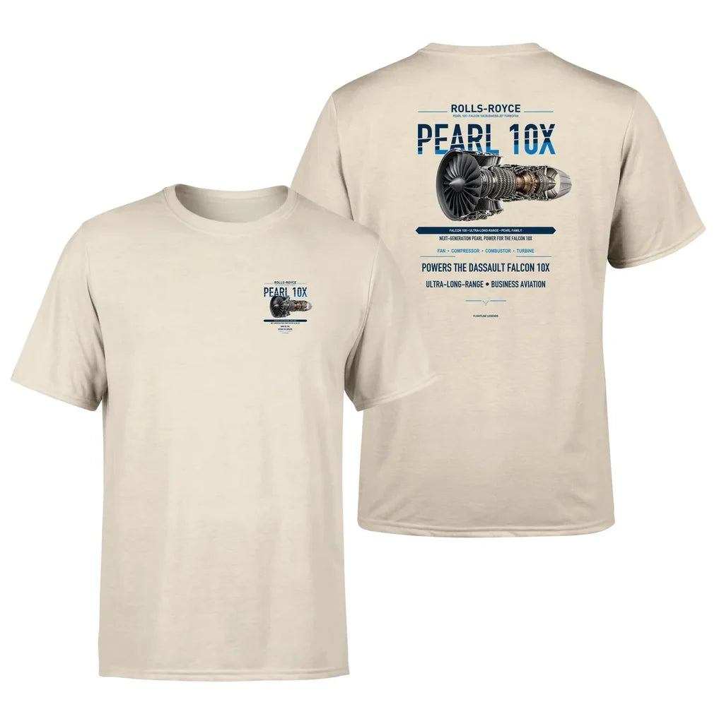PEARL 10X design on beige t shirt
