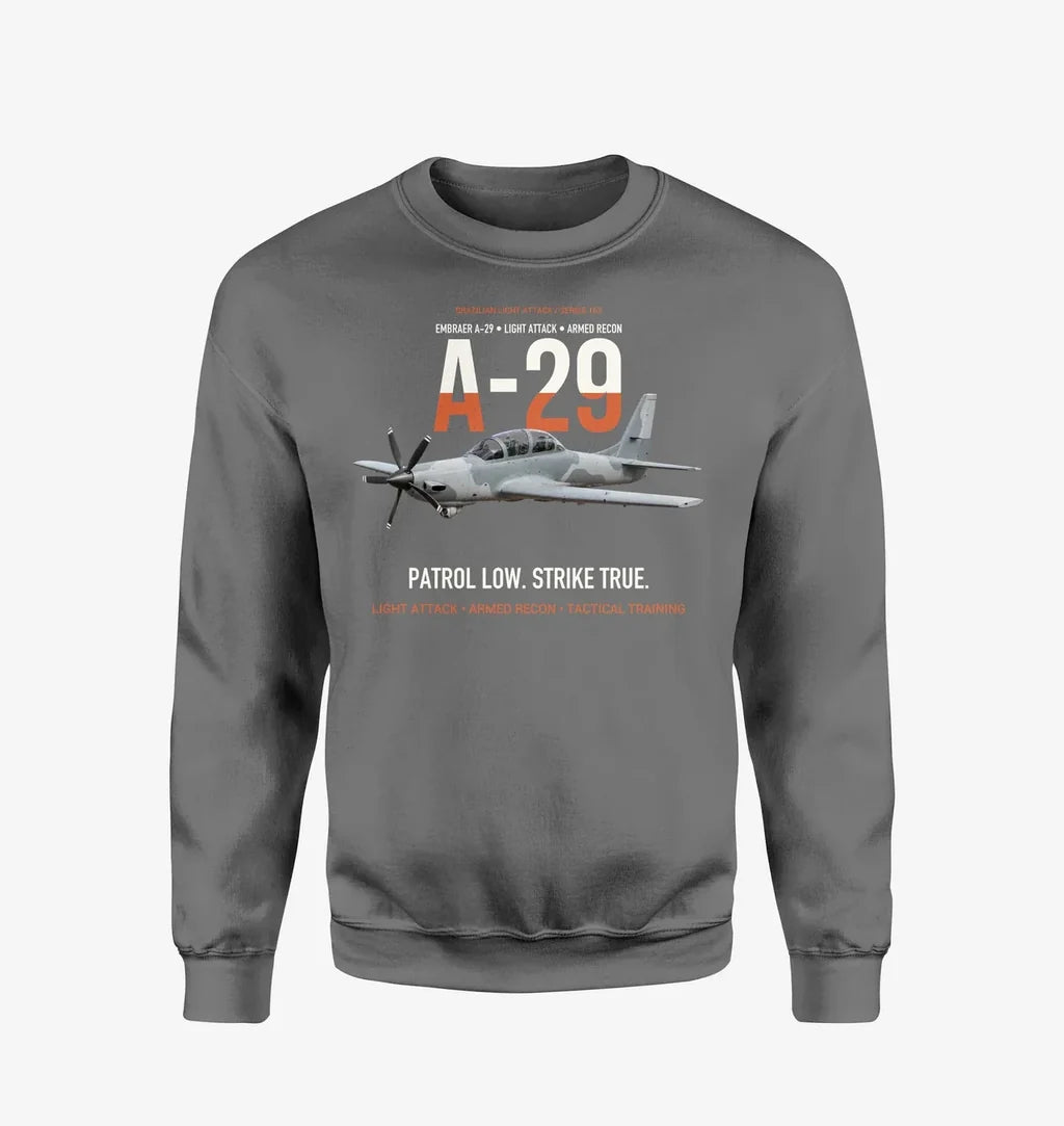 A-29 Super Tucano Light Attack design on gray sweatshirt