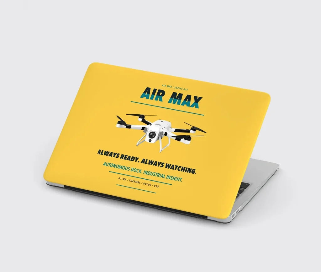 Percepto Air Max design on yellow MacBook case