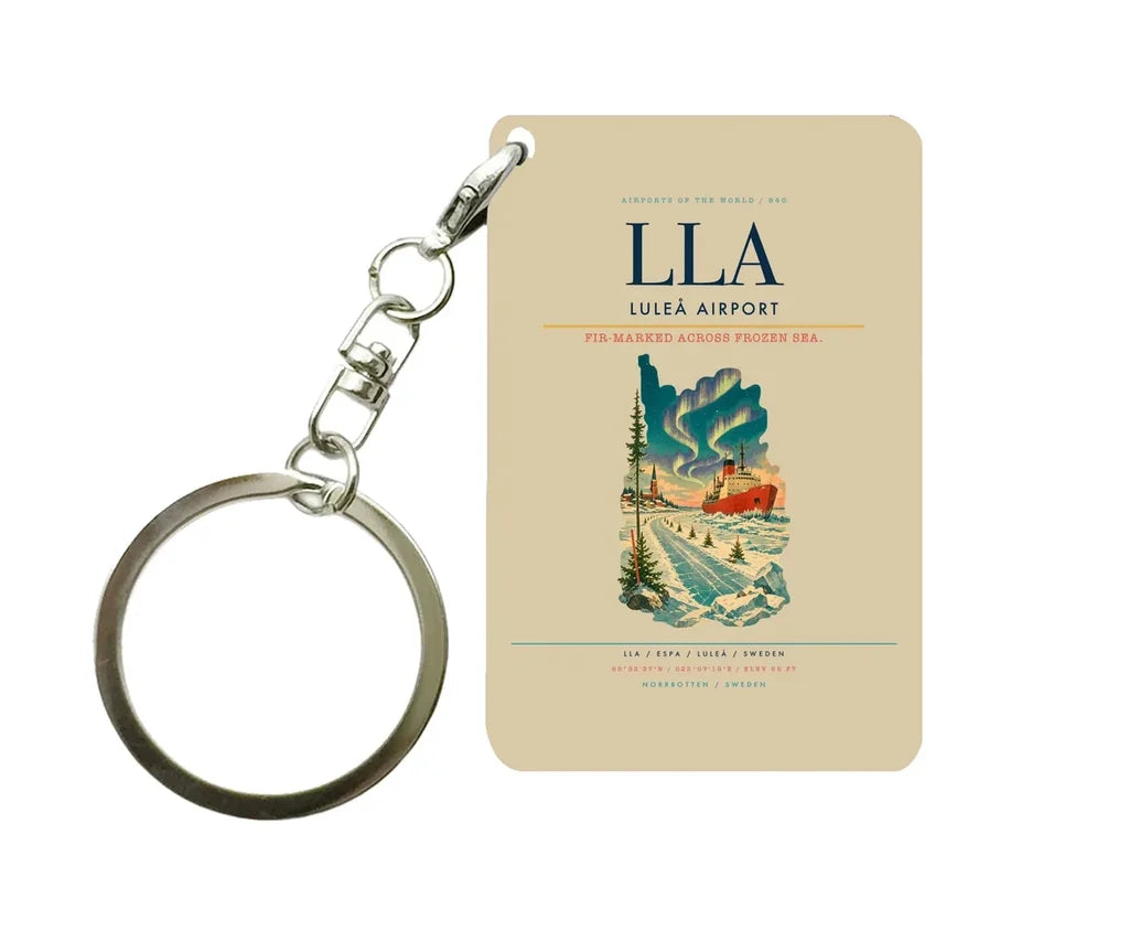 Luleå Airport (LLA) design on beige key chain