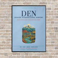 Thumbnail for Denver International Airport DEN vertical canvas print - framed - light blue background