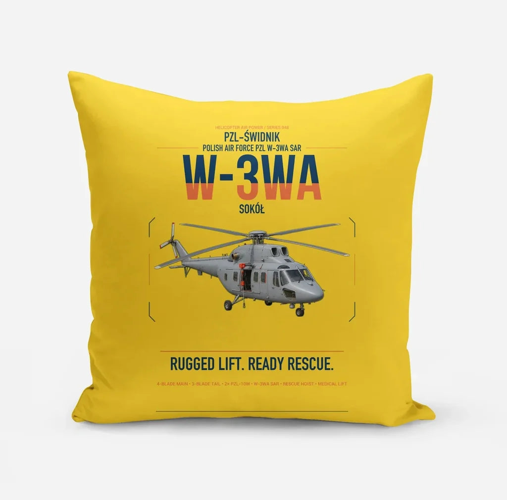 PZL-Świdnik W-3WA Sokół design on yellow pillow