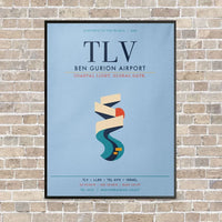 Thumbnail for Tel Aviv Ben Gurion Airport TLV vertical canvas print - framed - light blue background