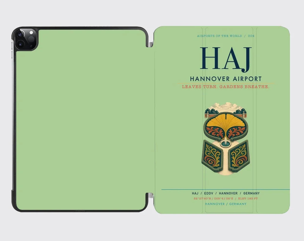Hannover Airport (HAJ) design on light green ipad tablet case