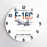 Thumbnail for F-16C Fighting Falcon See All Around Turn Inside design on white no frame wall clock