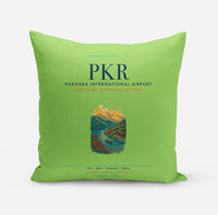 Thumbnail for Pokhara International Airport (PKR) design on light green pillow