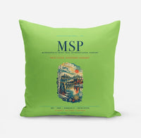 Thumbnail for Minneapolis-Saint Paul International Airport (MSP) design on light green pillow