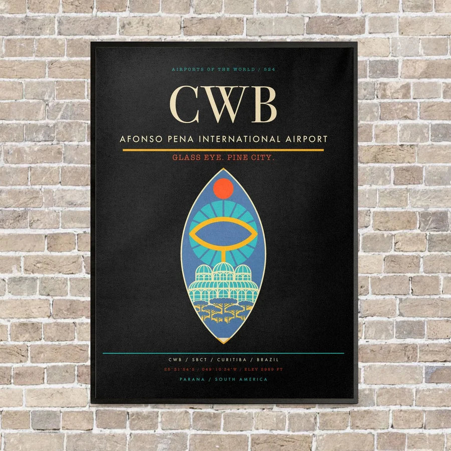 Afonso Pena International Airport CWB vertical canvas print - framed - black background