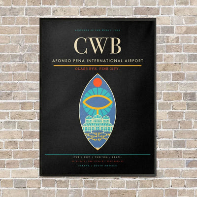 Afonso Pena International Airport CWB vertical canvas print - framed - black background