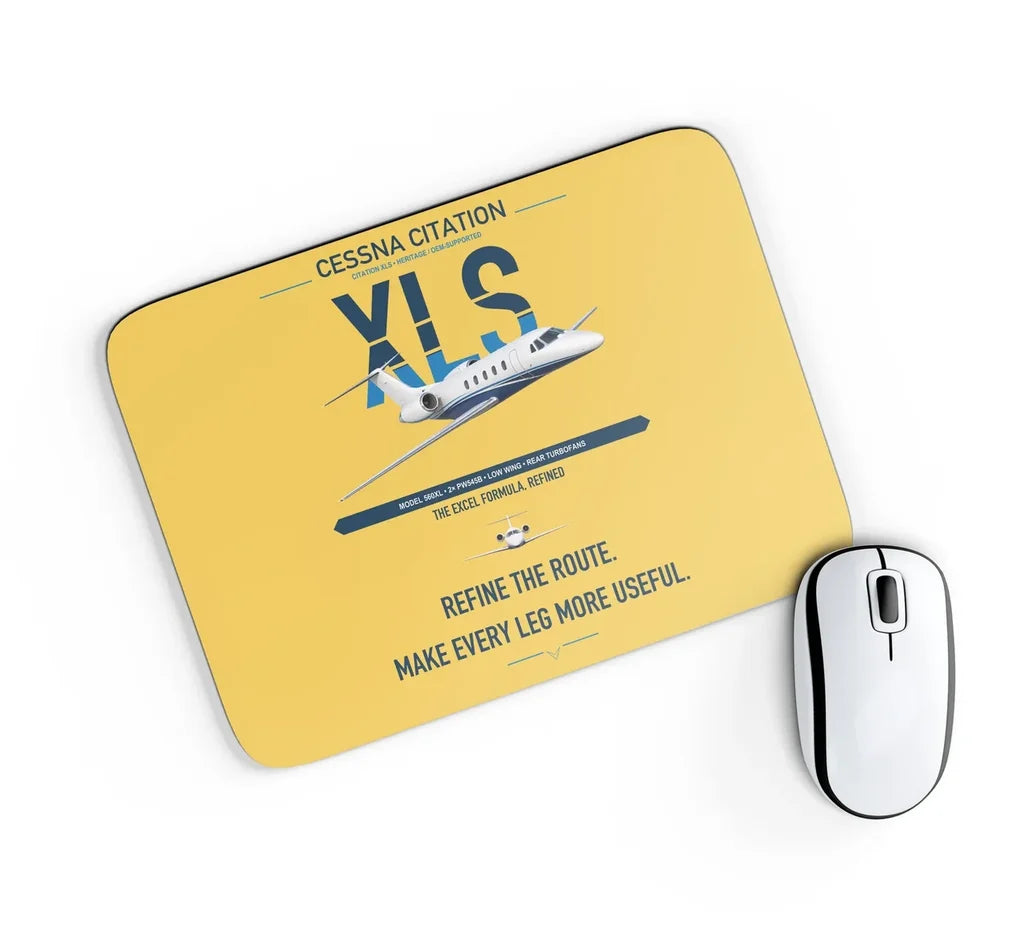 Cessna Citation XLS design on yellow rectangle mouse pad