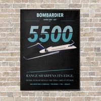 Thumbnail for Bombardier Global 5500 vertical canvas print - framed - black background