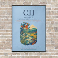 Thumbnail for Cheongju International Airport CJJ vertical canvas print - framed - light blue background