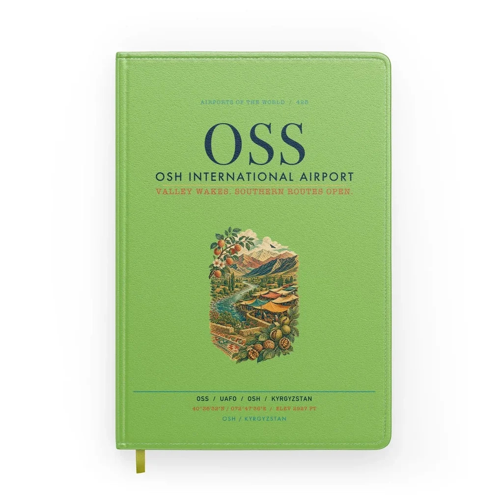 Osh International Airport (OSS) design on light green notebook