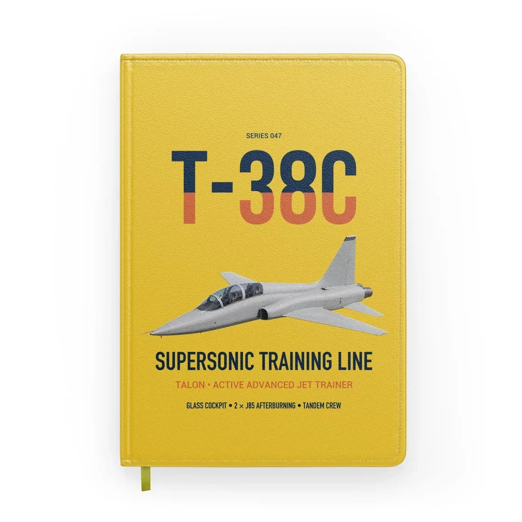 T-38C Talon design on yellow notebook