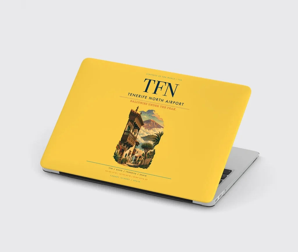 Tenerife North Airport (TFN) design on yellow MacBook case