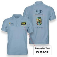 Thumbnail for Merida Airport (MID) design on light blue double-side polo shirt with custom name badge