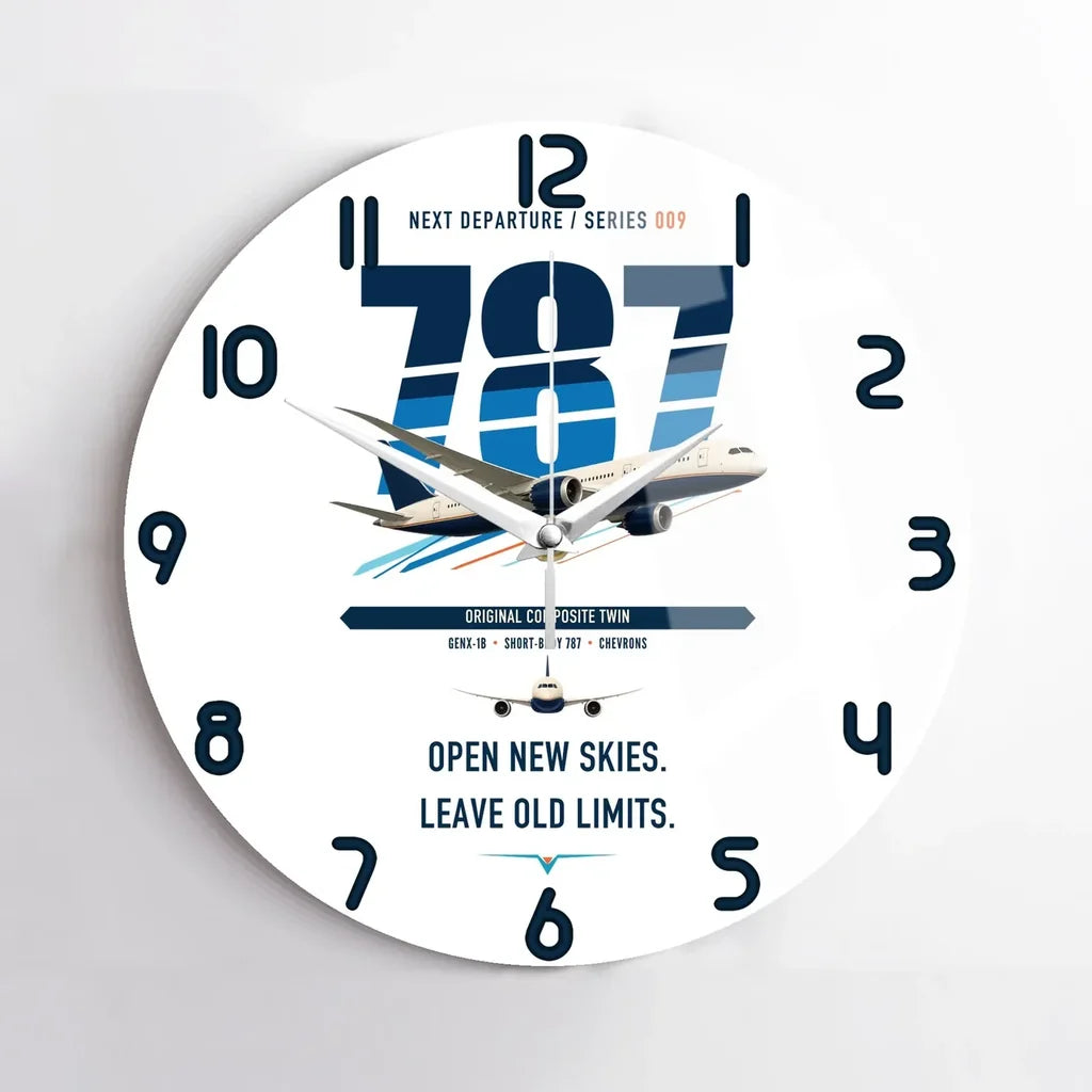 Boeing 787-8 Dreamliner design on white no frame wall clock