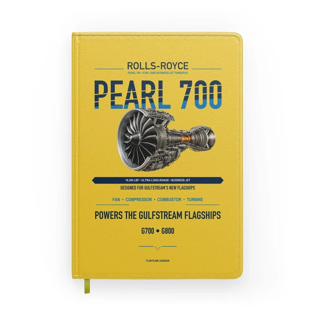 PEARL 700 design on yellow notebook