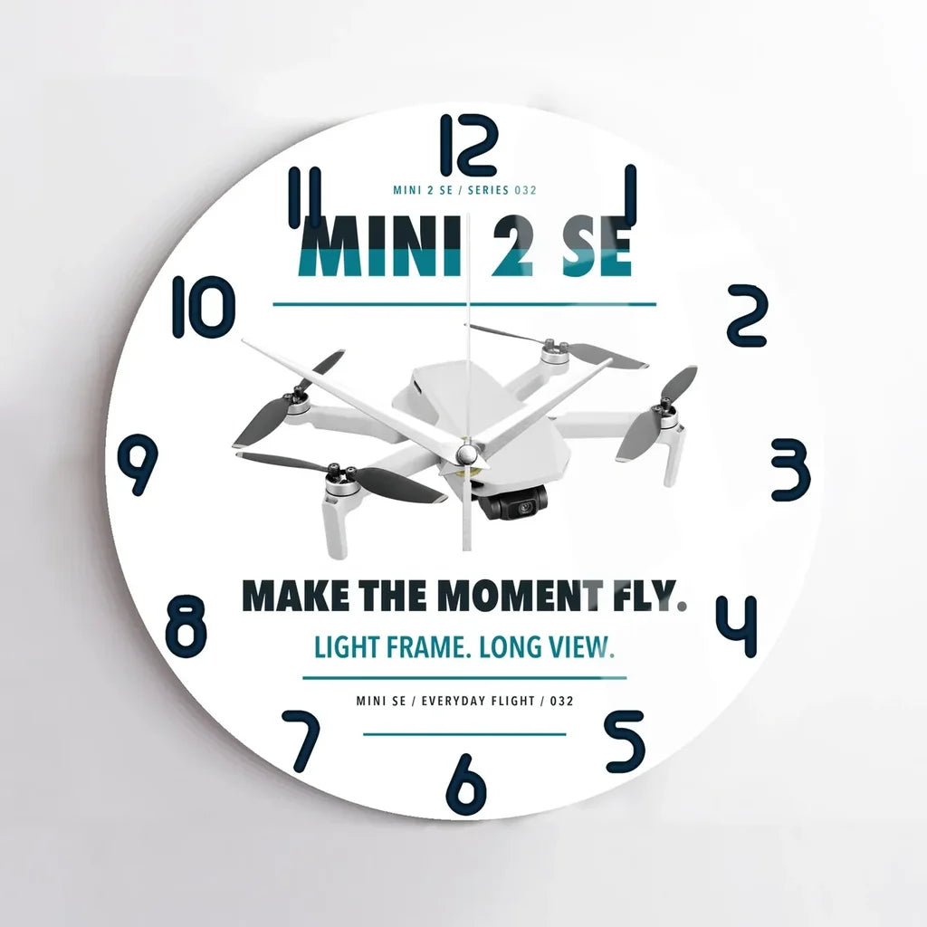 DJI Mini 2 SE design on white no frame wall clock