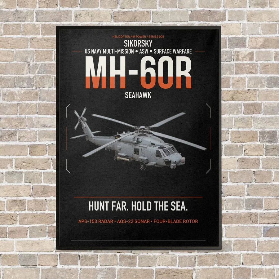 Sikorsky MH-60R Seahawk vertical canvas print - framed - black background