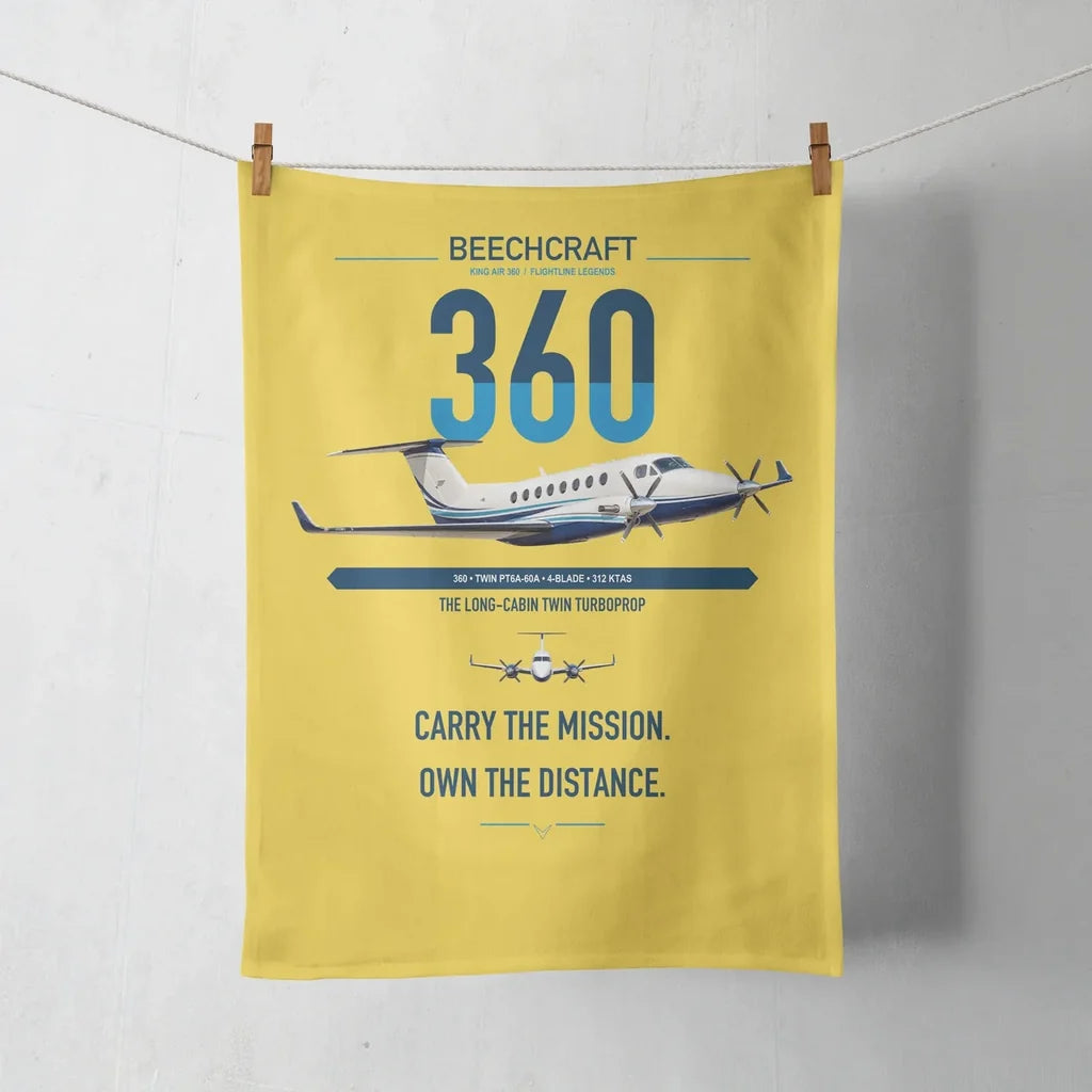 Beechcraft King Air 360 design on yellow towel