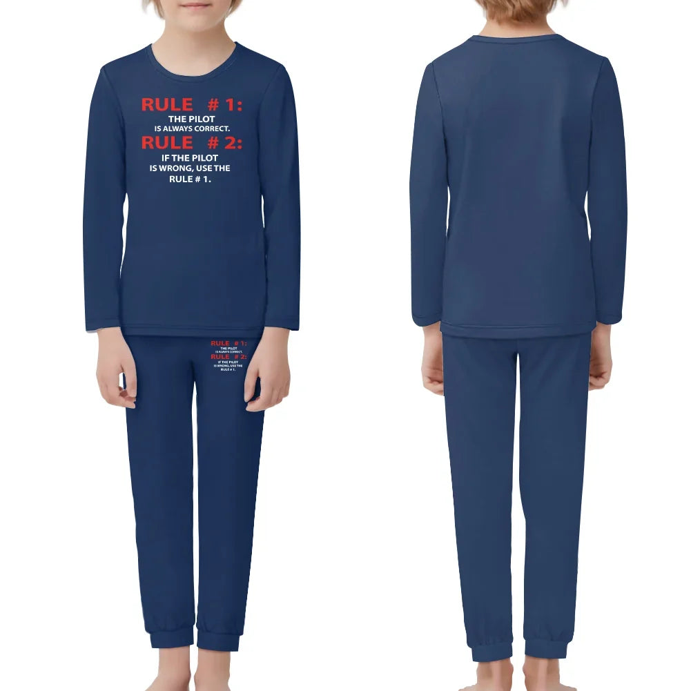 Rule 1 - Pilot is Always Correct children pajamas - Dark Blue