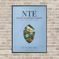 Thumbnail for Nantes Atlantique Airport NTE vertical canvas print - framed - light blue background