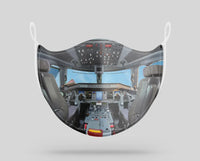 Thumbnail for Embraer E190 Cockpit aviation face mask in breathable cotton blend.