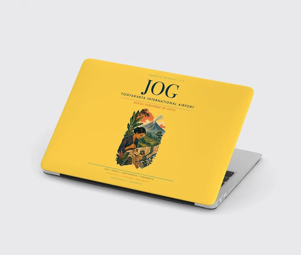 Yogyakarta International Airport (JOG) design on yellow MacBook case