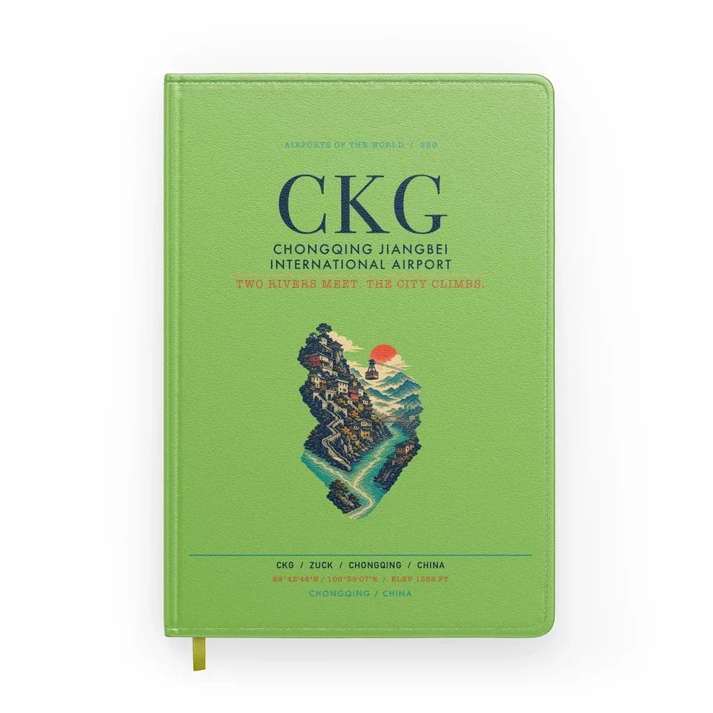 Chongqing Jiangbei International Airport (CKG) design on light green notebook