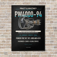 Thumbnail for PW4000-94 vertical canvas print - framed - black background