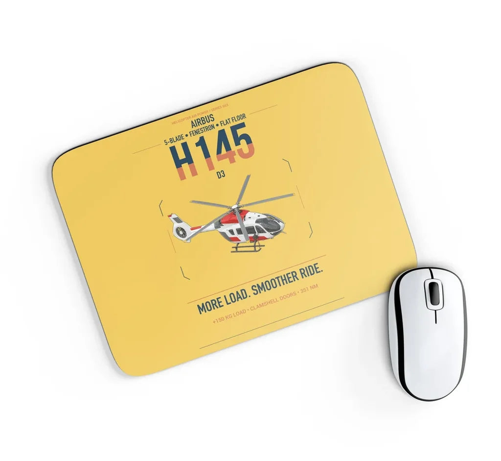 Airbus H145 D3 design on yellow rectangle mouse pad