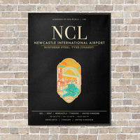 Thumbnail for Newcastle International Airport NCL vertical canvas print - framed - black background