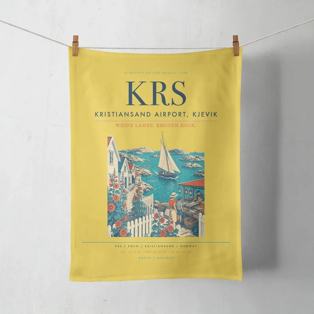 Kristiansand Airport, Kjevik (KRS) design on yellow towel