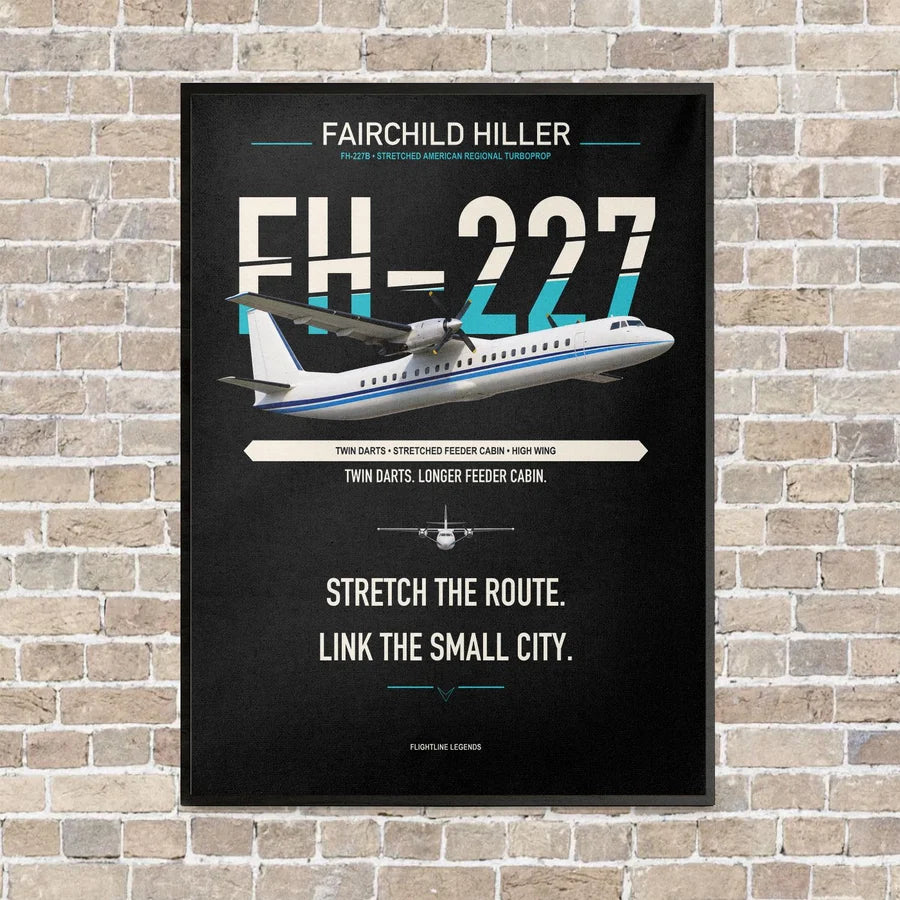Fairchild Hiller FH-227B vertical canvas print - framed - black background