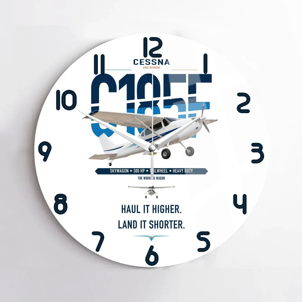 Cessna A185F Skywagon design on white no frame wall clock