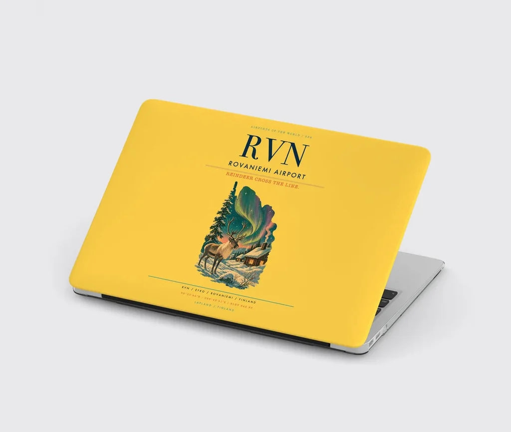 Rovaniemi Airport (RVN) design on yellow MacBook case