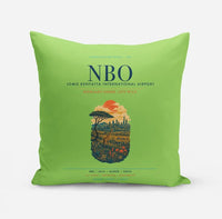 Thumbnail for Nairobi Jomo Kenyatta International Airport (NBO) design on light green pillow