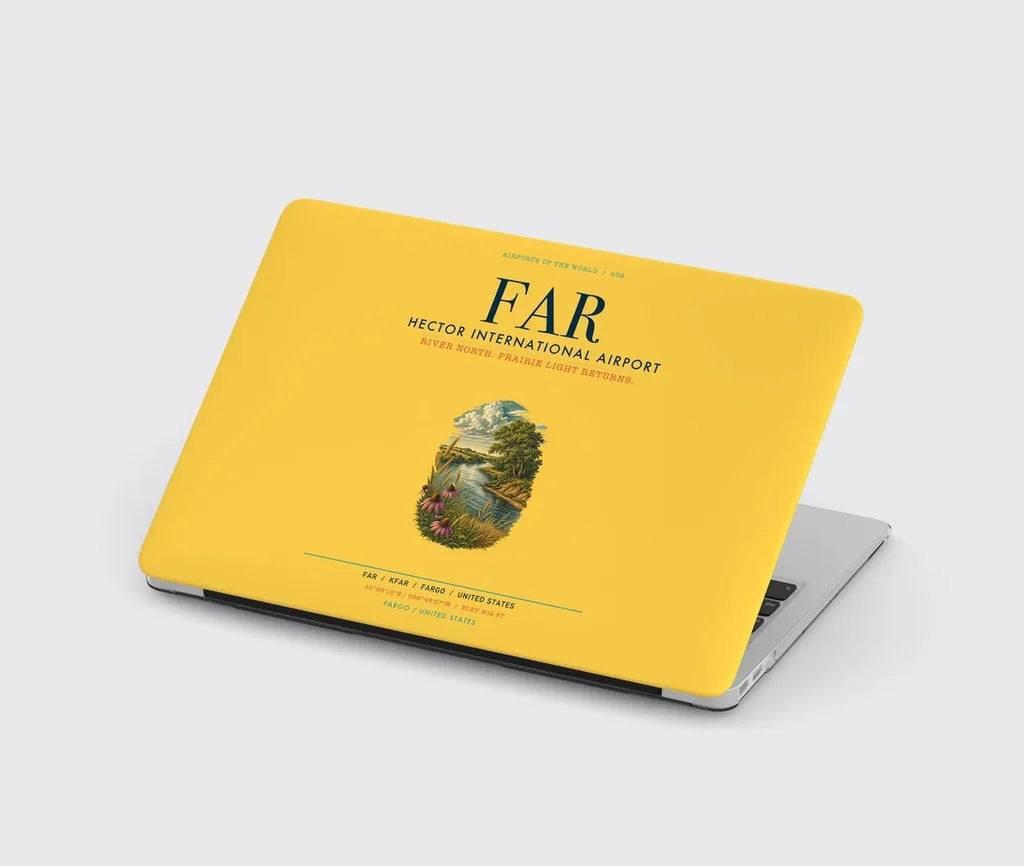 Hector International Airport (FAR) design on yellow MacBook case
