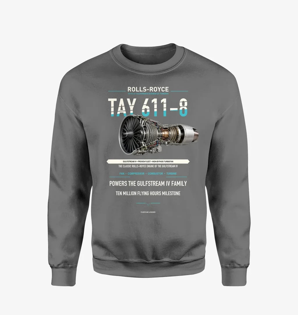 TAY 611-8 design on gray sweatshirt