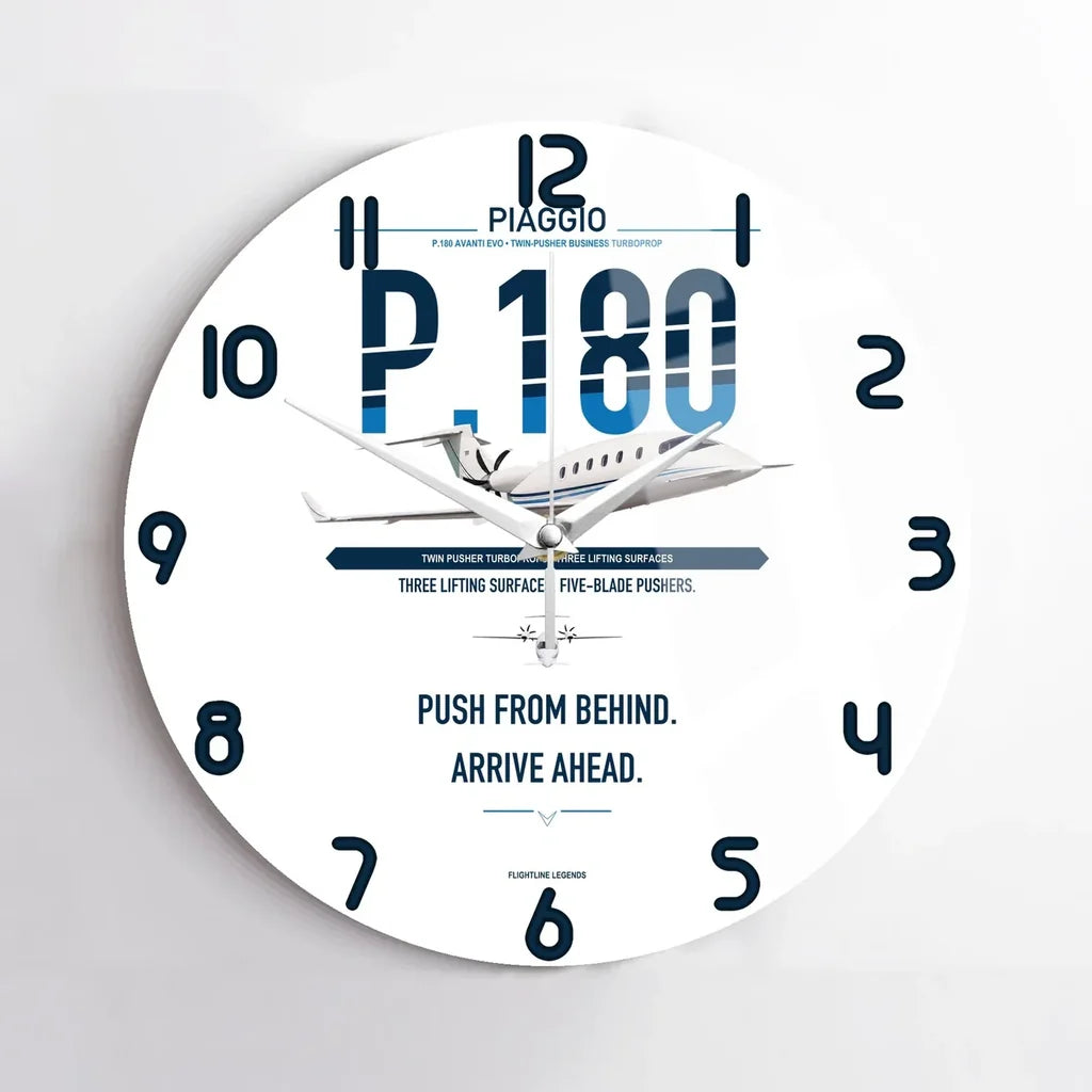 Piaggio P.180 Avanti EVO design on white no frame wall clock