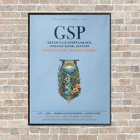 Thumbnail for Greenville-Spartanburg International Airport GSP vertical canvas print - framed - light blue background