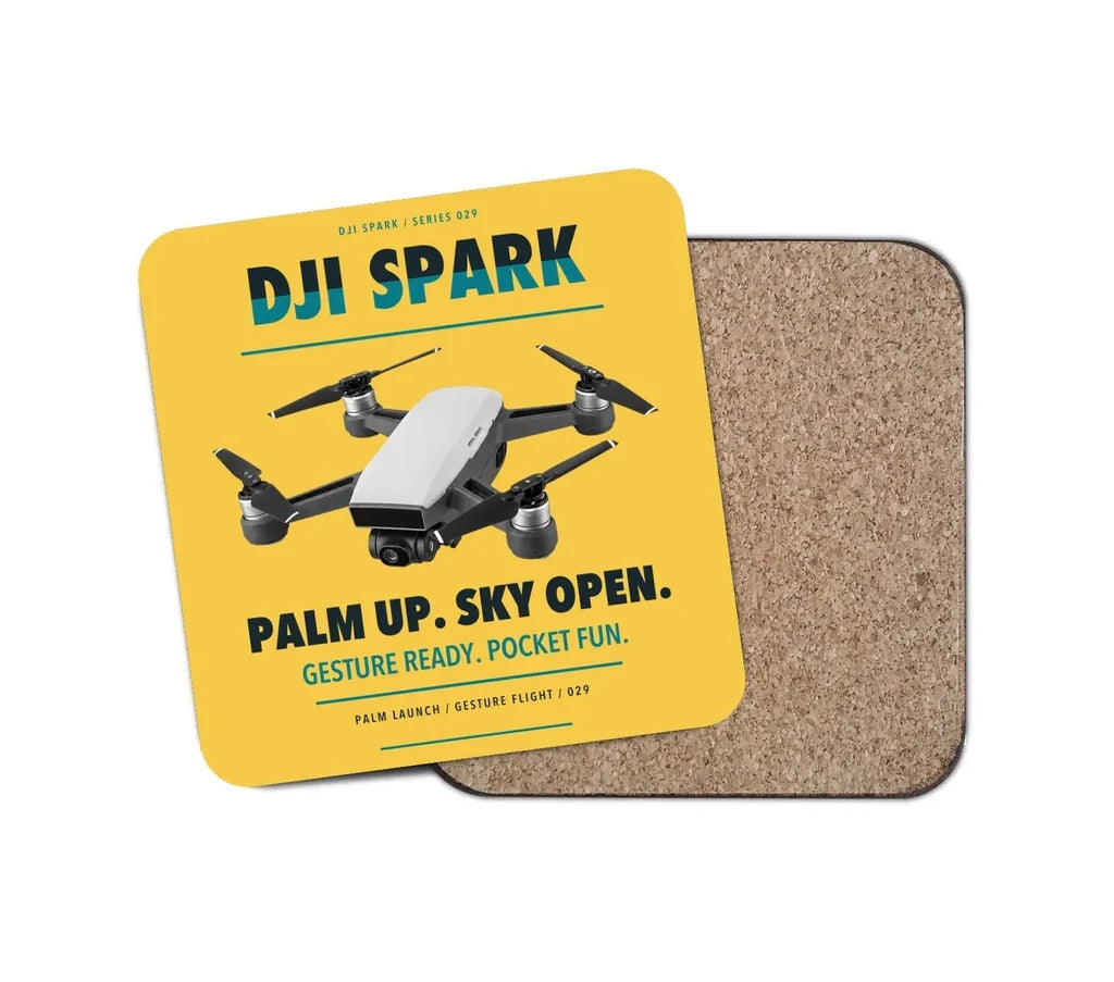 DJI Spark design on yellow 1 piece coaster