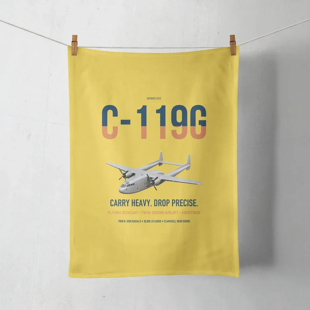 C-119G Flying Boxcar design on yellow towel