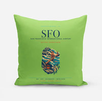 Thumbnail for San Francisco International Airport (SFO) design on light green pillow