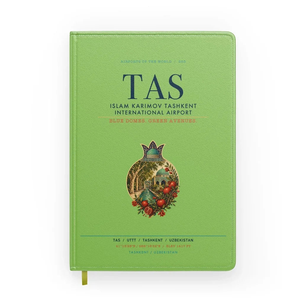 Islam Karimov Tashkent International Airport (TAS) design on light green notebook