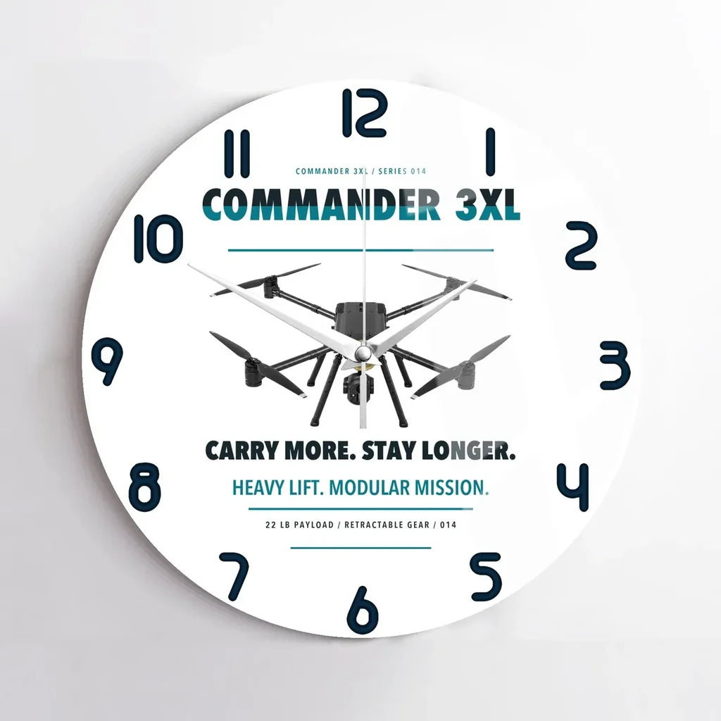 Draganfly Commander 3XL design on white no frame wall clock