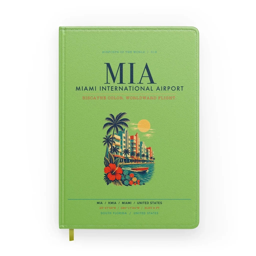 Miami International Airport (MIA) design on light green notebook